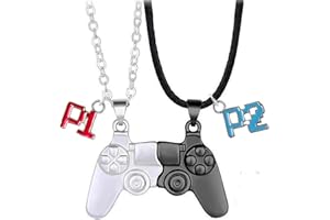 Bixorp Gamer Freundschaftskette für 2 - Magnetische BFF Kette - Controller Anhänger mit P1 & P2 - Geschenk für Gamer Best Friends