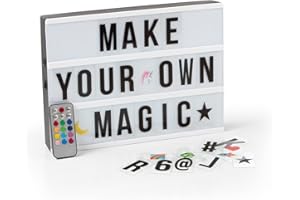 ‎EASYMAXX EASYmaxx LED-Leuchtkasten Light Box - Für individuelle Textbotschaften | Mega-Set mit 150 bunten Emojis und 173 austauschbaren Buchstaben, Zahlen und Symbolen | Mit Timerfunktion [A4]