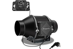 Brogachy 100mm Extracteur d'Air réglable 365m³/h, 3000 RPM Triphasé EC Moteur ventilateur extracteur, Pour Tentes Culture,Hydroponique, Domestique,Grenier et Garag.