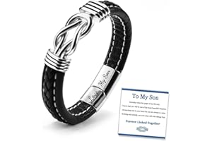 BOCHOI To My Son/Grandson/Husband/Boyfriend/Man/Dad Bracelet Mens Leather Bracelet Gifts For Him Christmas Birthday Anniversary Persent