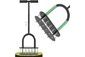 seasky Lawn Aerator Automatic Dirt and Leaf Clean Design,Pre-Assembled 15 Iron Spikes Metal,Soil Lawn Aerating Tools for Yard Lawn and Garden