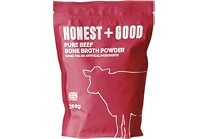 Honest + Good UK's Beef Bone Broth Powder | 1 Month Supply | Grass Fed | Hair Skin Gut | 8500mg Type I & III Collagen High Protein | UK Made | No Seasoning NEUTRAL FLAVOUR