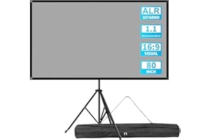 VISULAPEX ALR Ekran Projekcyjny 177x100cm (80") Format 16:9, Kino Domowe HD 4K 3D, Rzutnik Ekran Projekcyjny Ze Statywem, ekran PCV i z włókna szklanego, regulacja wysokości i łatwy montaż