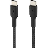 Belkin BoostCharge (0.5ft) Braided USB-C to USB-C Cable for iPhone 16, iPhone 16 Pro, iPhone 16 Pro Max, iPhone 16 Plus, iPho