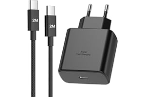 Cargador Rápido USB C 45W Bimker para Samsung Galaxy S25 Ultra/S24/S23/S23+/S23/S22/S21/S20/Note20/A73/A53/Note 20,Flip5,Fold4, Cargador para Samsung Carga Rapida con 2M Nylon Cable USB C Carga rapida