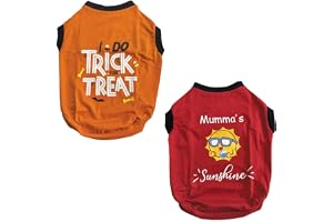 WAGZY Red and Orange Stretchable Summer T-Shirts for Puppies, Kitten, Dogs and Cats (20" XL)