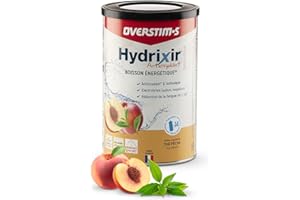 Overstim.s - Boisson Hydrixir Antioxydant (600g) - Boisson énergétique isotonique pour le sport – Electrolytes (sodium,magnésium) – Vitamines (B1,B6,C,E) – Réduction de la fatigue - Saveur Thé pêche