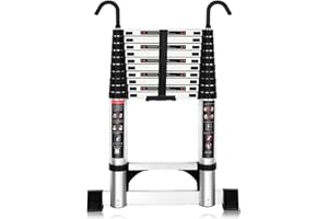 EGTink 3,2M Échelle Télescopique, Escabeau Telescopique Aluminium avec Pieds antidérapants et Crochet Stable, Charge Maximale 150kg