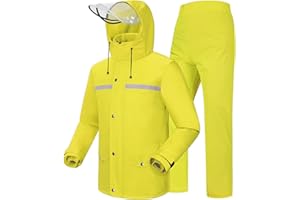 Coutyuyi Herren & Damen Regenanzug Reflektierender 100% Wasserdichter Anzug Outdoor Regenmantel Winddicht Regenjacke