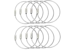 BlueCosto Wire Keychain Cable (10 PK, 17cm) - 2mm Thick Stainless Steel Keyring Wire Loops for Hanging Luggage Tags & Organising Keys
