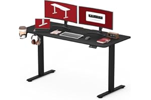 SANODESK QS1 Biurko elektryczne do pracy na siedząco i stojąco, 140 x 60 cm, biurko stojące z regulacją wysokości z systemem antykolizyjnym, panel klawiaturowy z funkcjami pamięci (czarna rama+czarny