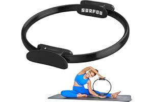 SURFOU Aro Pilates Diámetro 37 cm, Doble Empuñadura Ergonómica Antideslizante, Ideal para Yoga, Gimnasia y Fitness, Tonifica Piernas, Brazos, Espalda y Abdominales