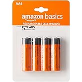 Amazon Basics AA Rechargeable Batteries | 1300 mAh with 1.2 V Power| Ni-MH Batteries (Pack of 4)