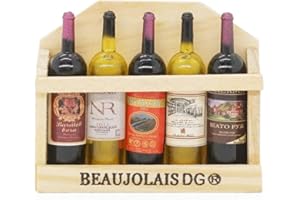 Odoria 1/6 Miniatura 5PZ Botella de Vino con Estante de Madera Cocina Accesorio para Casa de Muñecas