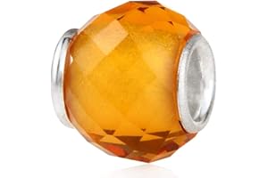 YIRONG JEWELRY Charm in vetro di Murano a forma di lume in argento Sterling 925 con pietra portafortuna per compleanno, anniversario, per braccialetti Pandora (giallo)