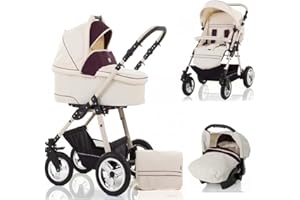 DEIN_BABYLADEN Kinderwagen-Set Leo 4 in 1 inkl. Sportsitz, Autositz und Zubehör - 16 Teile - in 13 Farben