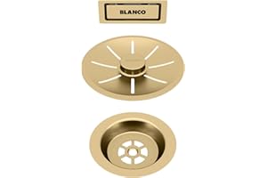 BLANCO Juego de desagüe y rebosadero para piscinas individuales, color dorado satinado