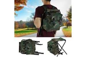 TBEST Taburete de Mochila de Pesca, Silla de CAM Plegable portátil Asiento de Camuflaje Multifuncional con Bolsa de alenamiento reemplazo para Eventos al Aire Libre, Viajes, mochilero