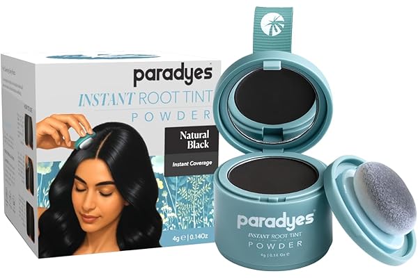 Paradyes Cover Up Powder Natural Black Instant Root Tint Covers Grey Roots & Bald Spots Instantly for Women & Men Long-Lasting Matte Finish Easy Application 4gm