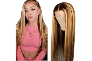 AiPliantfis Perücke Damen Blonde Lace Wig Human Hair Wig 4x4 Lace Front Wig Glueless Wig Brazilian Remy Hair Pre Plucked Free Part Bleached Knot Unprocessed Virgin Hair for Black Women 14 Zoll