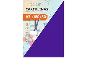 OFITURIA Pack 50 Cartulinas Color Morado Tamaño A3 180g