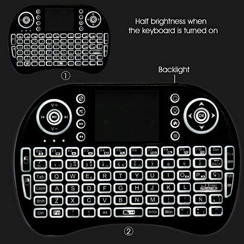 Rii mini i8s Mini teclado Inal  mbrico  Layout Espa  ol  - 2 4GHz Mini Teclado retroiluminado ergon  mico con doble rat  n touchpad para Smart TV  Mini PC Android  Pad  Andriod   Google TV Box  Raspberry PI