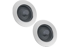 Hibbent 2 Jeux Évier de Cuisine Passoire et Bouchon Combo - Universel 3 en 1 Coquille en Acier Inoxydable avec Passoire Anti-colmatage, Installation Facile pour Un Trou d'évier de 70-86mm