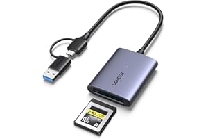 UGREEN Lettore di Schede CFexpress Type B USB A e USB C 3.2 Gen 2 Maschio 10Gbps Adattatore Scheda Memoria CFe Type B 1250MB/s Teorico Compatibile con MacBook iPad Pro Air iPhone 17 Air Pro Max 16