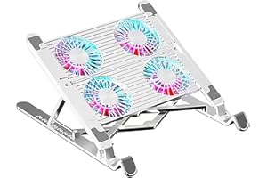 MIAOLLUN Aleación De Aluminio Portátil De Refrigeración, RGB Gaming Laptop Cooler con 4 Ventiladores De Enfriamiento Silencioso, Función De Memoria para 11-17.3 Pulgadas Portátiles