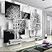 Produktbild Kuamai Benutzerdefinierte 3D Wandbild Tapete Einfachen Schwarzen Und Weißen Baum 3D Hintergrund Wand Wohnzimmer Sofa Studie Hintergrund Dekoration 3D-Papier-350X250Cm
