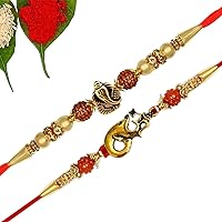 Elemensis Designer stylish Rakhi for brother Combo set, Rakhi for Bhaiya Bhai with Roli Chawal and Raksha Bandhan…