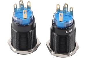 Przycisk rozruchu silnika samochodowego, Keenso 12 V Przełącznik rozrusznika silnika Rozrusznik zapłonu do otworu montażowego 19 mm (stop cynkowo-aluminiowy)