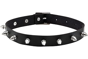 JJDreams Gothic Choker Spikes Studded Choker PU Leather Collar Women's Punk Choker Black Choker Simple