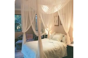 Hangarone 4 Corner Bed Netting Baldachin, Moskitonetz Mesh Post Moskitonetz Princess Bed Baldachin Fit für Doppelbett Schlafzimmer