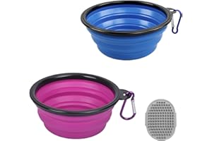 BAYINBROOK Cuenco portatil para Perro y Gatos,Cuenco Plegable para Perros,Cuenco de Silicona para Mascotas,Cuenco de Viaje portátil para Mascotas con mosquetón,Adecuado Caminar,Acampar (B)