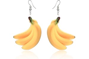 YONGHUI Personalised Fruit Drop Earrings For Women Ladies Girls Peach Mango Banana Cantaloupe Avocado Coconut Tree Grape Pear Grapefruit Hypoallergenic Earring Summer Jewellery Gifts Silver