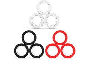 AMYANG 9Pcs Fidget toys pack - Stress Relief Magnetic Rings for Man Woman Teens Kids Boys Girls Anxiety, Funny Christmas Stocking Stuffers Gifts Party Favors (Black, white, red)