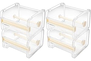 Molshine,confezione da 4 dispenser di nastro adesivo trasparente visibile da tavolo multi Washi,taglia nastro,supporto per nastro in rotolo (non includere nastro adesivo) (Beige)