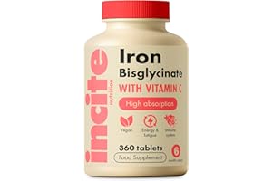 INCITE NUTRITION Gentle Iron Tablets - Iron Bisglycinate 28 mg, 6 Month’s Supply - 360 High Strength Tablets - Supplement Suitable for Vegans - Best Immune System Booster for Women & Men - Made in UK