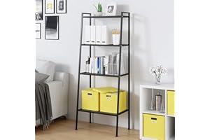 sogesfurniture Étagère de Rangement en Métal 4 Niveaux Étagère à Livres Support pour Plante Étagère en échelle pour Le Stockage dans la Cuisine, Chambre, Salon, 60x36x147cm, Noir BHEU-LXH-TJ60B