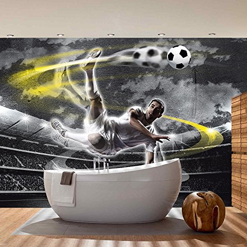 Vlies Fototapete PREMIUM PLUS Wand Foto Tapete Wand Bild Vliestapete – Fußball Stadion Mann Spieler – no. 1353, Größe: 368 x 254 cm Blueback Papier - 7