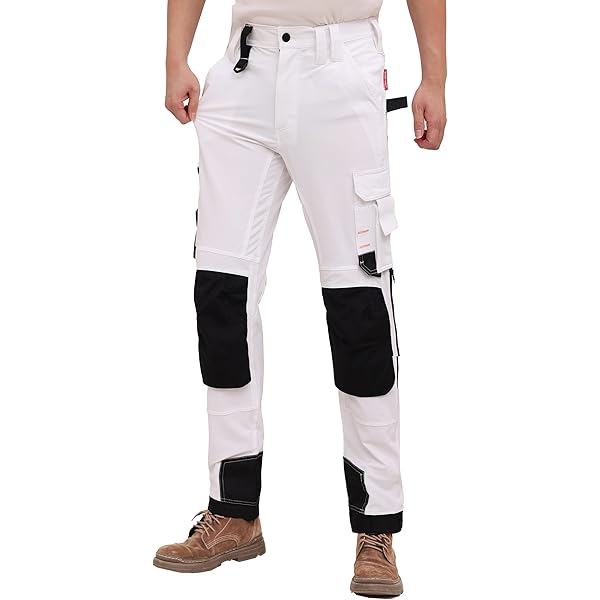 IGOLUMON Werkbroek voor heren, cargobroek, stretch, tactische broek, meerdere zakken met semi-elastische taille voor wandelen, casual, outdoor, kamperen, Kaki, 40W / 30L