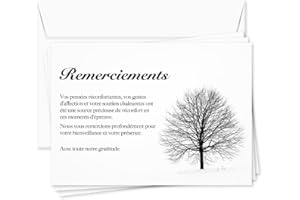 UTTSCHEID Lot de 50 - Cartes Remerciement - Deuil – Condoléances - Décès Obsèques - Cartes avec Enveloppes – Format A6 (10,5 x 14,8 cm) - Arbre d’hiver