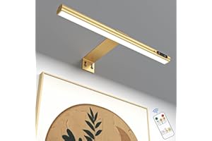 HighLuc Picture Light Rechargeable, 15.7" Battery Operated Wall Lights, Picture Lights for Wall, Gallery, Mirros, Art Painting, Dartboard Light Dimmable & 3 Color Temperatures & Remote & Timer