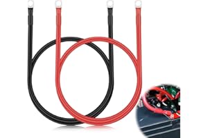 DINSONG Câble inverseur batterie 50 cm câbles batterie voiture câble batterie rouge et noir avec bornes à anneau câble flexible en cuivre pour camion, moto, solaire, camping-car
