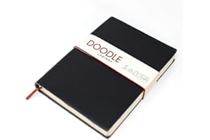 Artway Indigo Doodle - Skórzany notatnik/zeszyt w kolor czarny - 175 mm x 125 mm - 164 strony/82 kartki papieru o gramaturze 150 g/m²