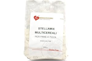 BONGIOVANNI FARINE E BONTA' NATURALI Stella Mix, Farina di Sorgo, Farina di Mandorle, Miscela Multicereali per Pane e Pizza Senza Glutine, Ideale per Celiaci Confezione da 350gr