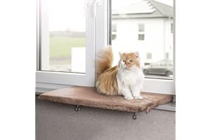 CanadianCat Company | Katzen Fensterliege groß Katzenbett Fensterbank - Snuggly Place - Large in beige, Flauschiges Fensterbrett Katze waschbar, ca. 75 x 35 cm