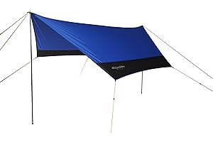 Eurohike Universal Tarp Shelter with 2 King Poles & Multiple Height Options, Hammock Tent, Sun Shade, Ideal for Backpacking, Hiking, & Wild Camping, 1500mm HH, Blue, 2.1m x 1.5m