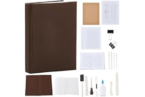 WEBEEDY Kit de Reliure à Faire Soi-Même Ensemble de Fournitures de Reliure avec Outils pour Travaux Manuels de Reliure et Fournitures de Couture Kit de Fabrication de Livres A6 complet, Brun Foncé